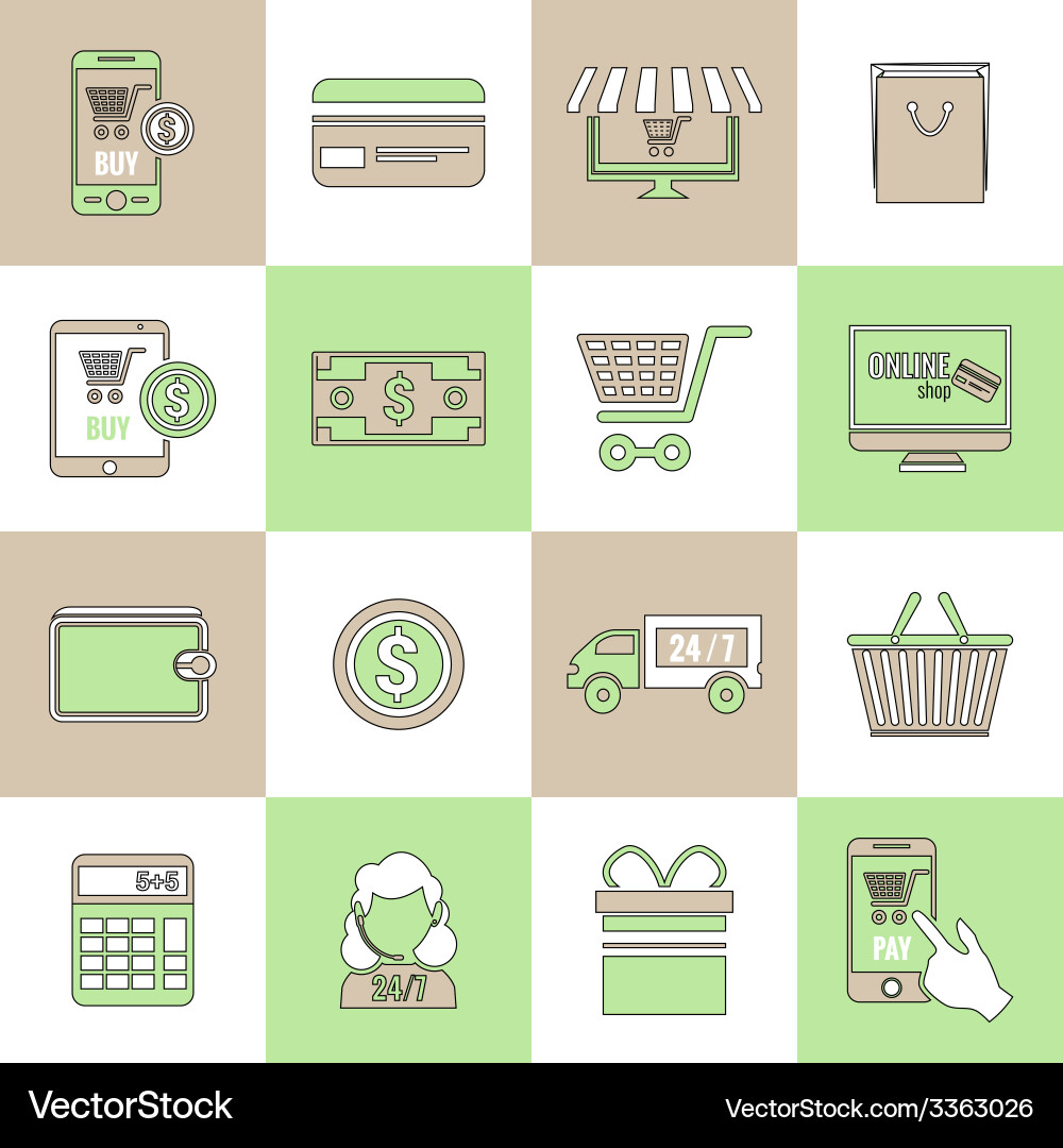 E-commerce icons set flat line Vector Image
