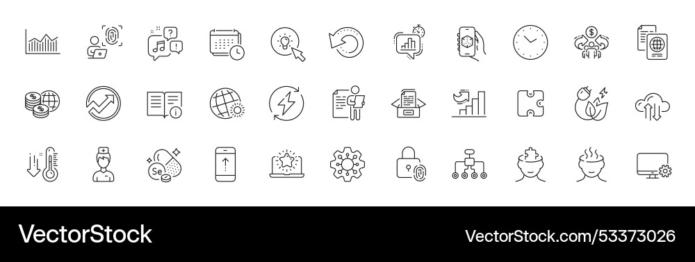 Execute calendar and recovery data line icons Execute calendar and recovery data line icons vector image