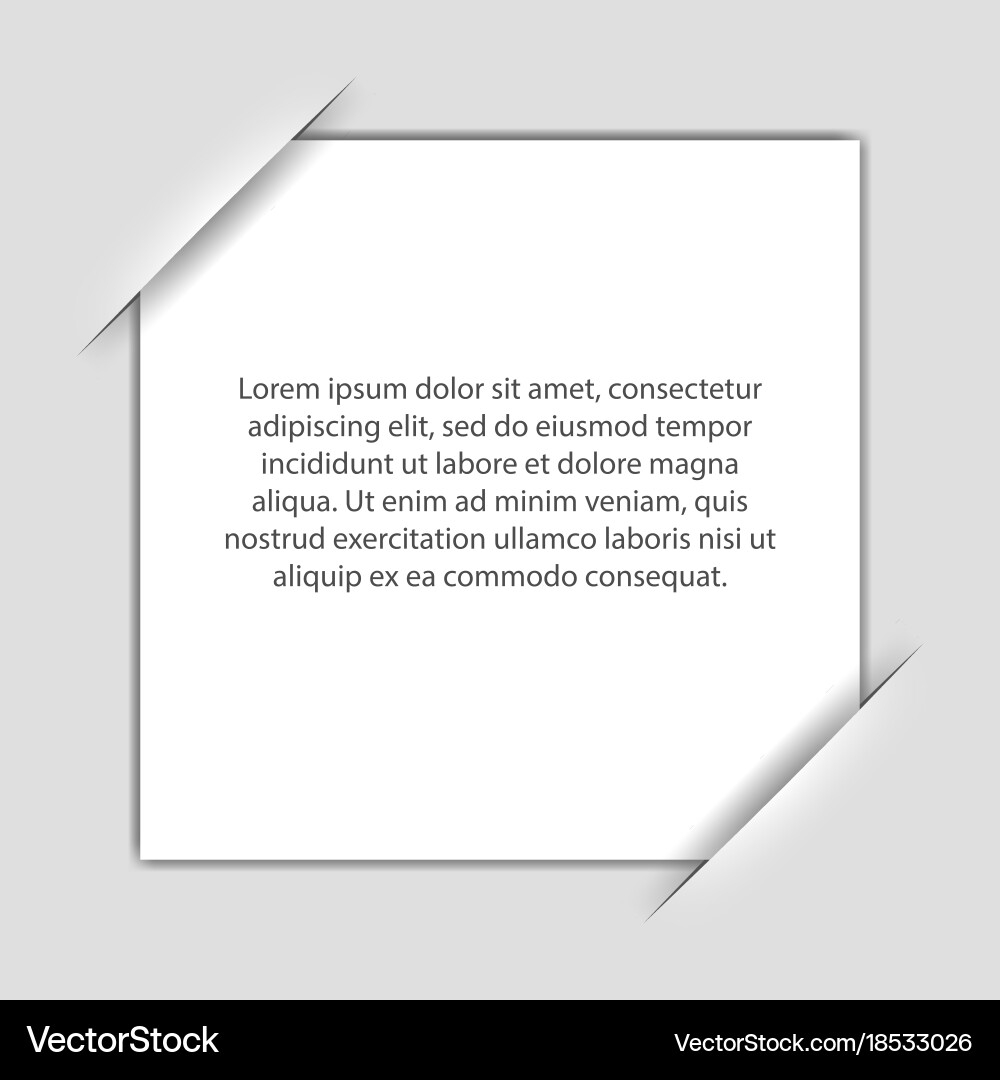 Fixed white square paper and real shadow use vector image