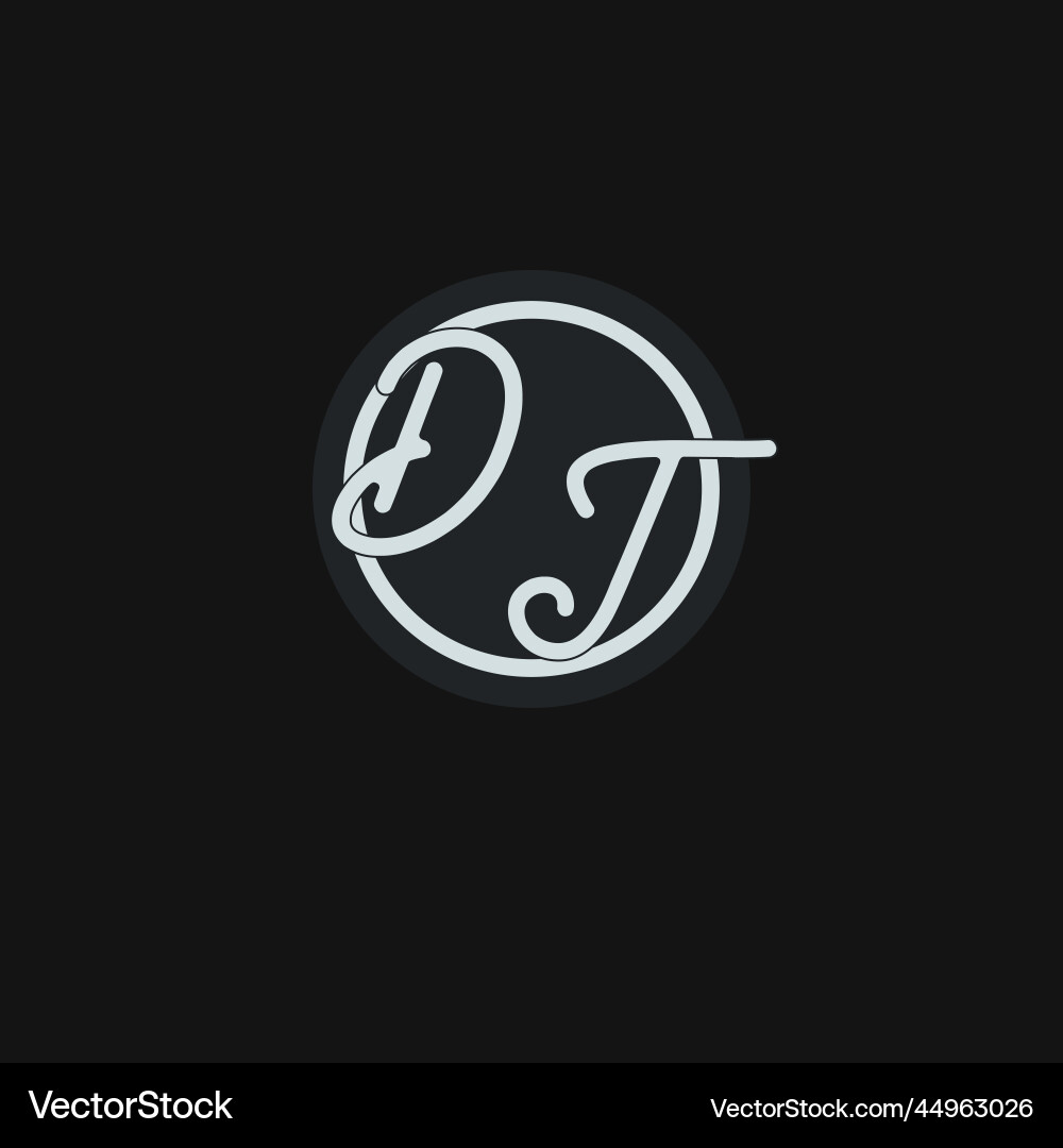 Initialen dt Logo Monogramm mit einfacher Kreislinie Initialen dt Logo Monogramm mit einfacher Kreislinie vektorbild