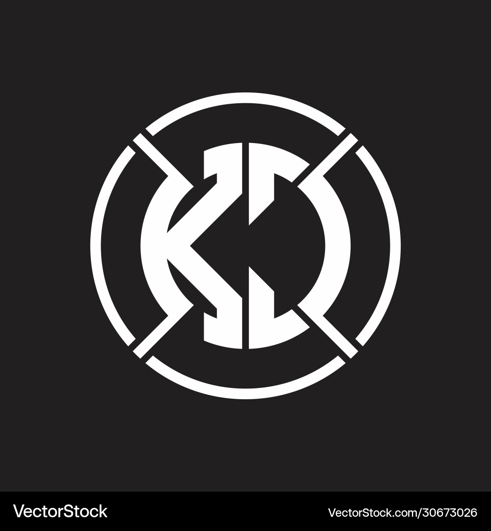 Kc logo monogram with four part circle slash Vector Image