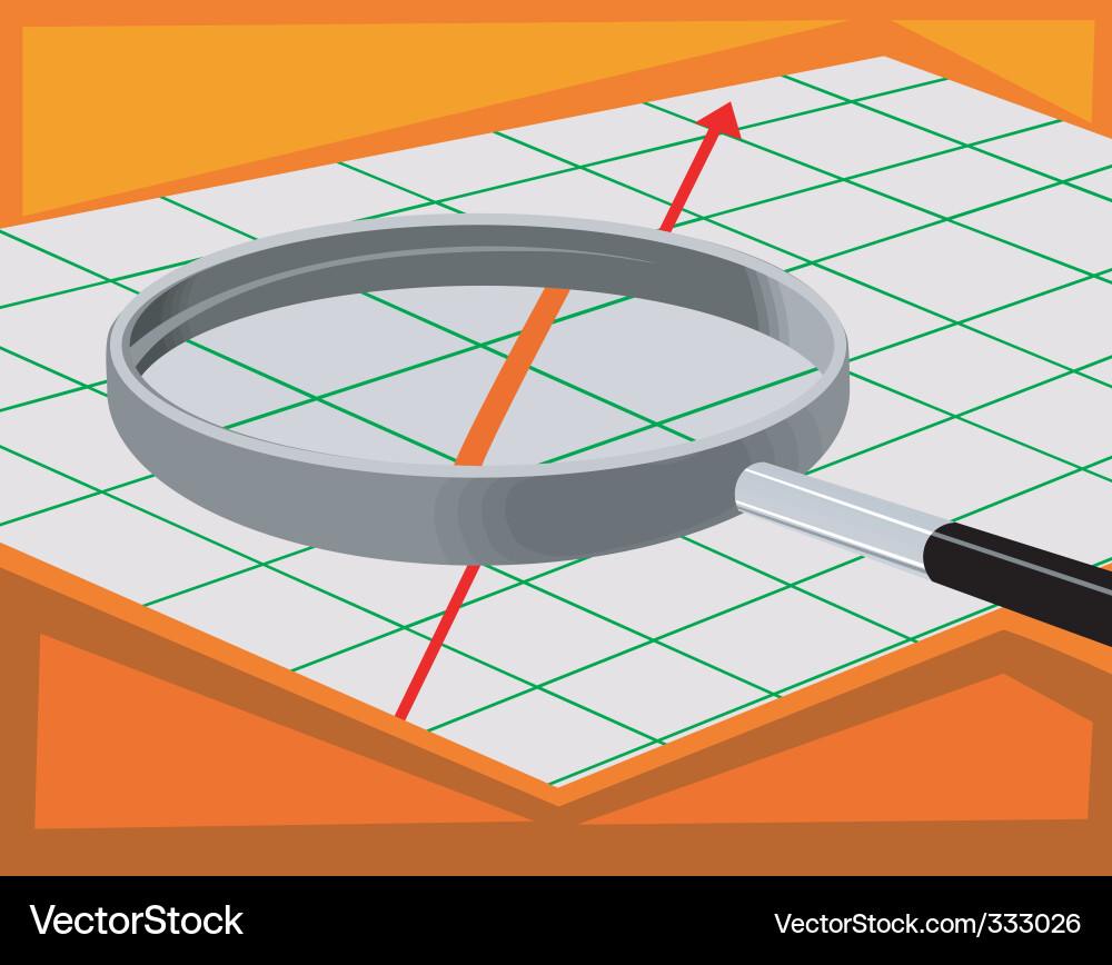 Magnifying Glass on Graph vector image