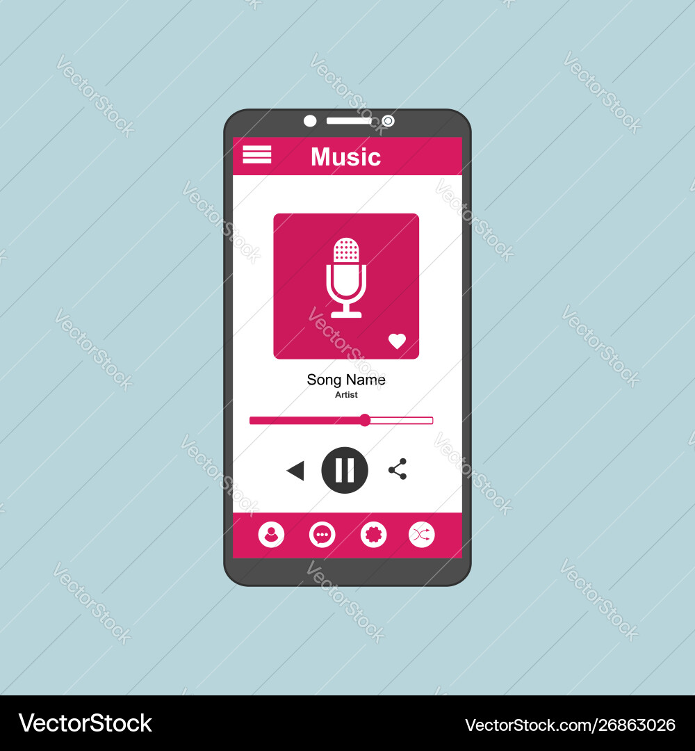 Media player application app template with flat Media player application app template with flat vector image