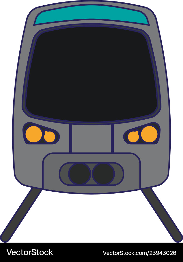 Modern train on rails frontview Vector Image