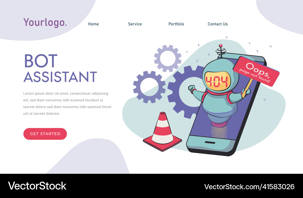 Oops page 404 text not found virtual assistant Oops page 404 text not found virtual assistant vector image