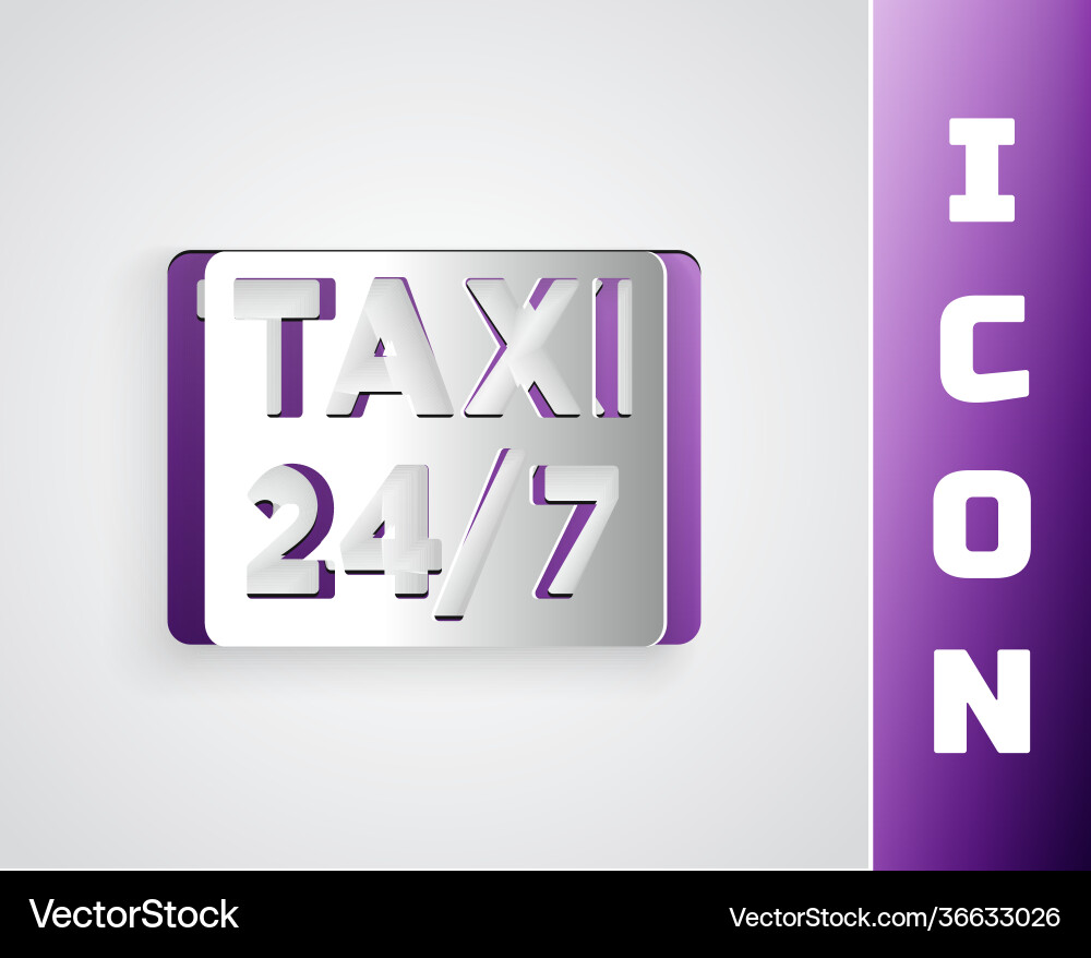 Paper cut map pointer with taxi icon isolated Vector Image