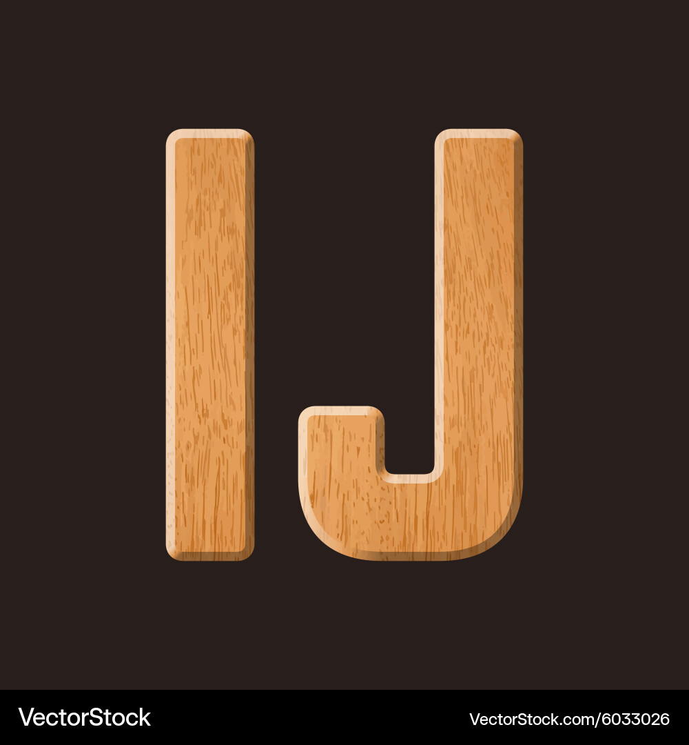 Sans serif geometric font with wood texture Vector Image