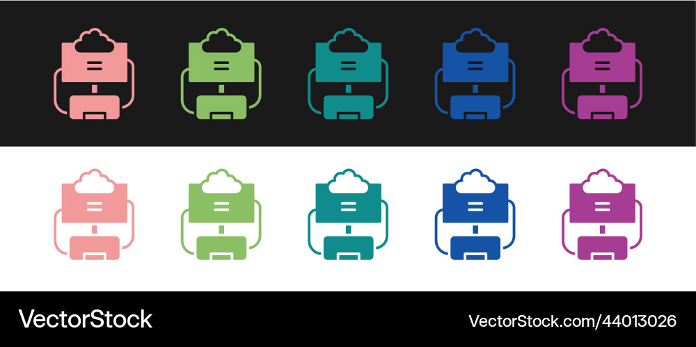 Set cloud database icon isolated on black Set cloud database icon isolated on black vector image