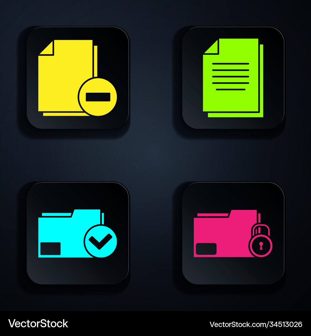 Set folder and lock document with minus Set folder and lock document with minus vector image