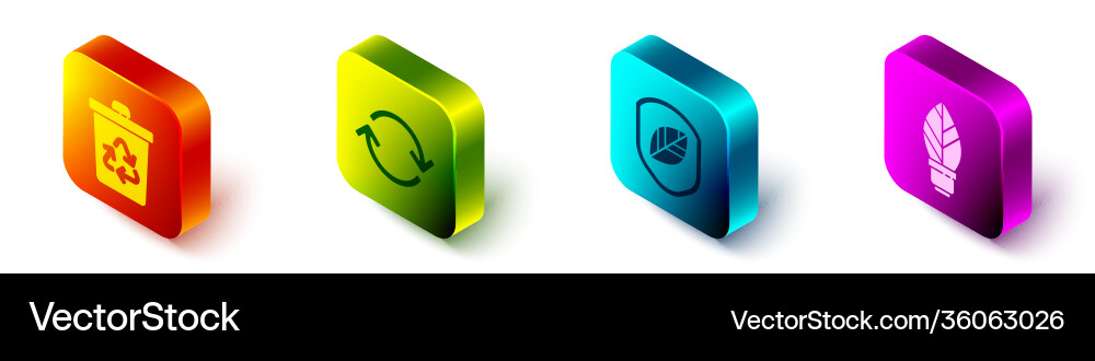 Set isometric recycle bin with refresh Set isometric recycle bin with refresh Vector Image