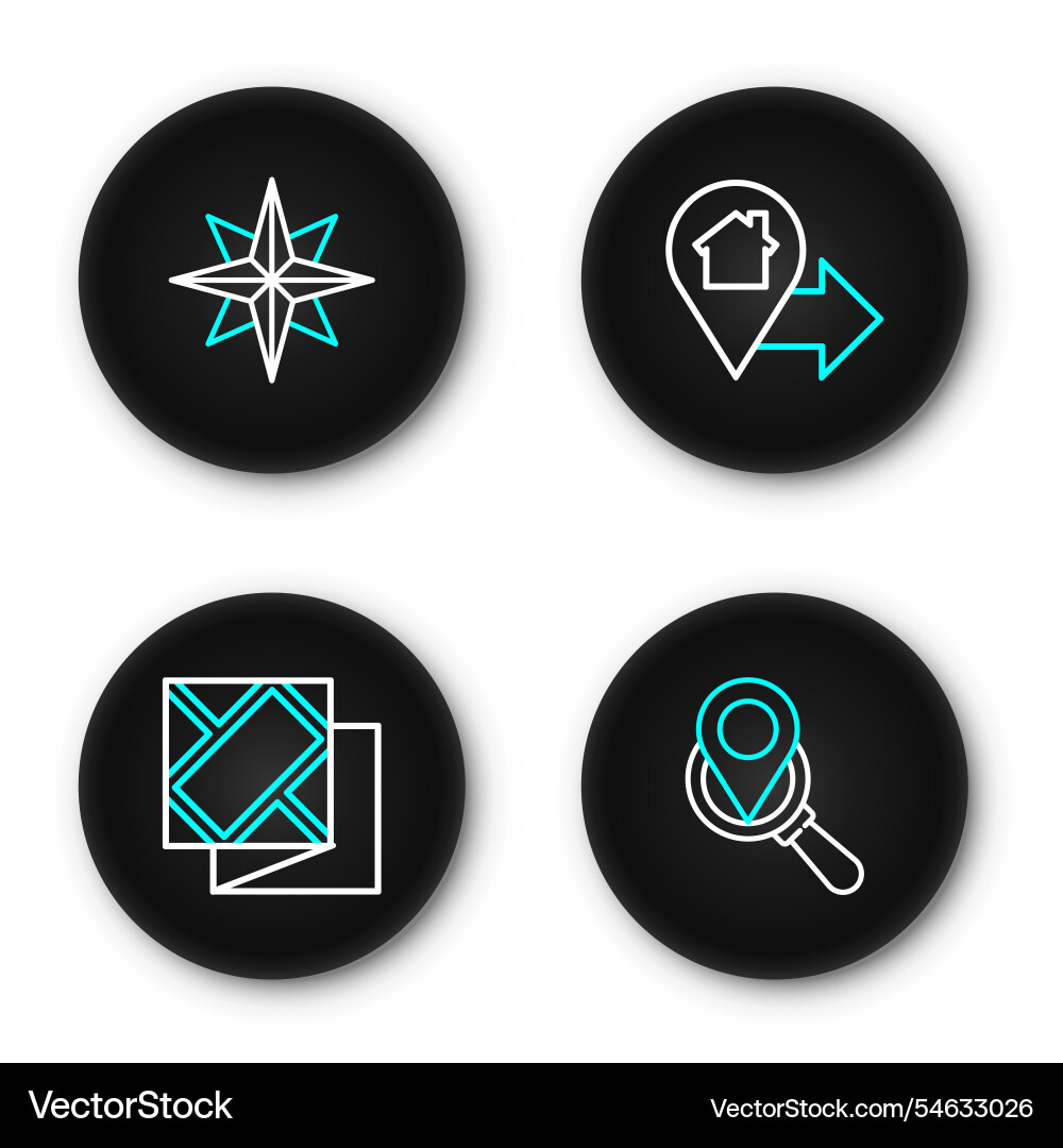 Set line search location folded map Set line search location folded map Vector Image