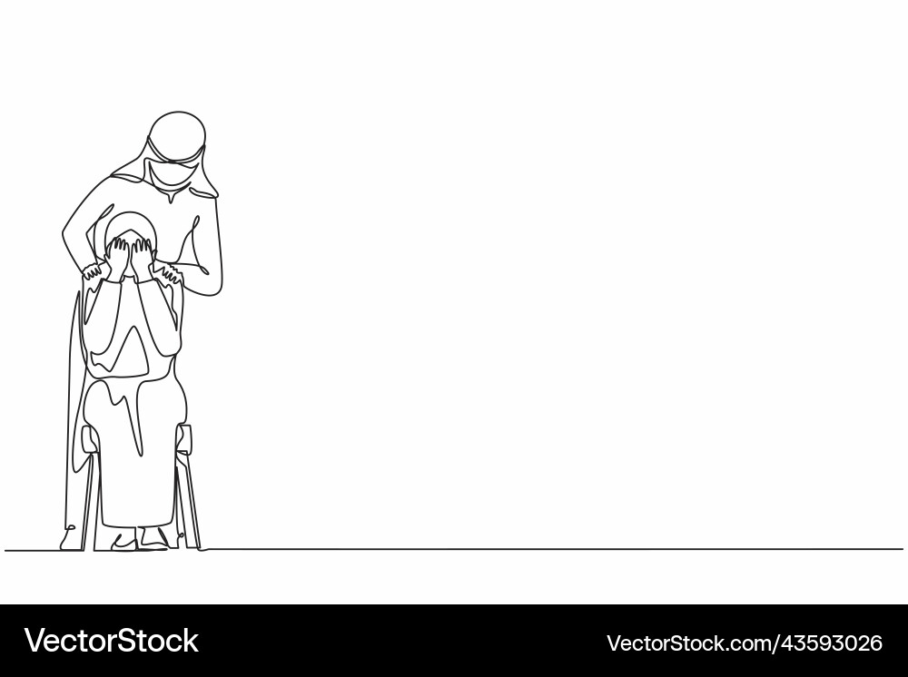 Single continuous line drawing arab man – Royalty-Free Vector | VectorStock