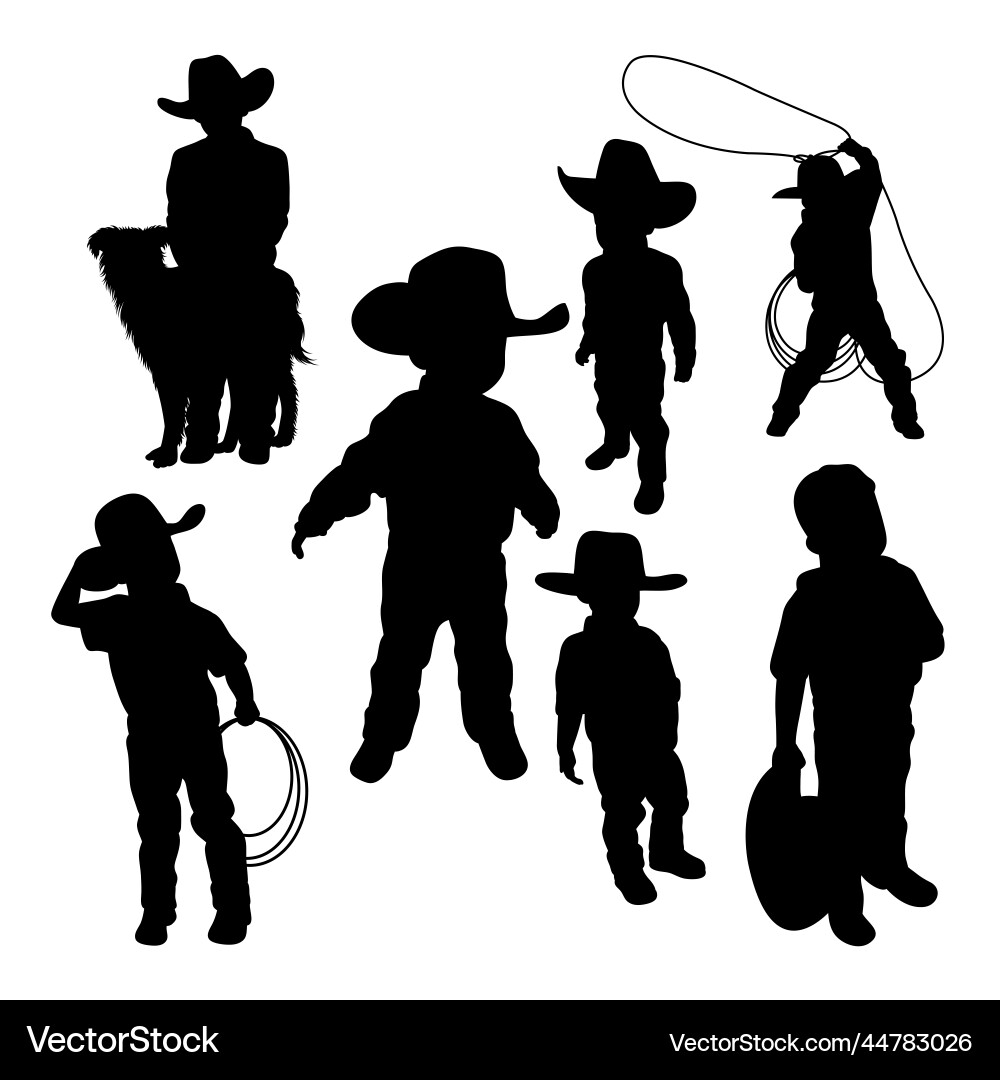 Western Cowboy Silhouettes Vector Image