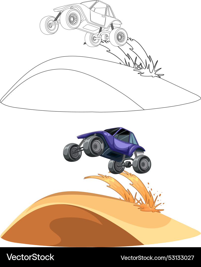 A dune buggy jumping A dune buggy jumping vector image