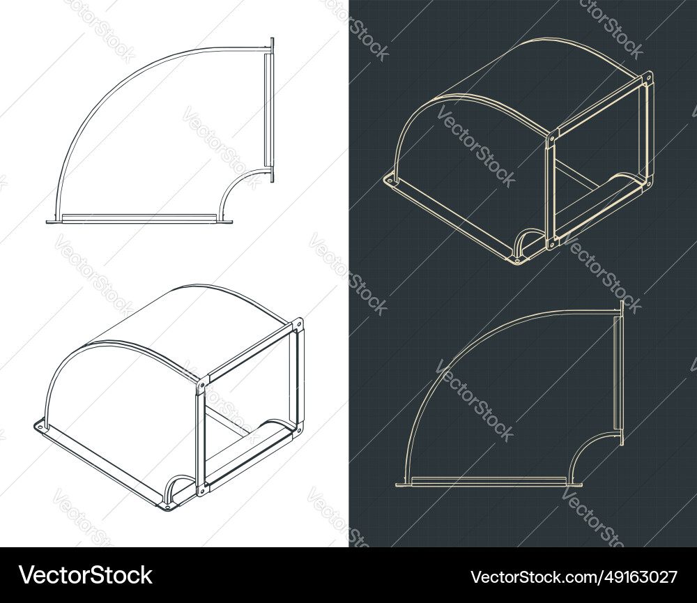 Angular duct pipe blueprints vector image