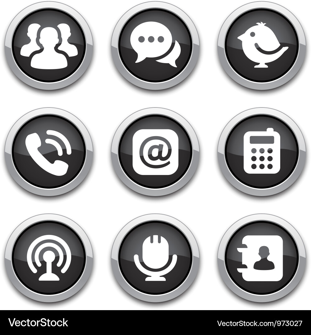 Communication Icons - Shiny Buttons Vector Image