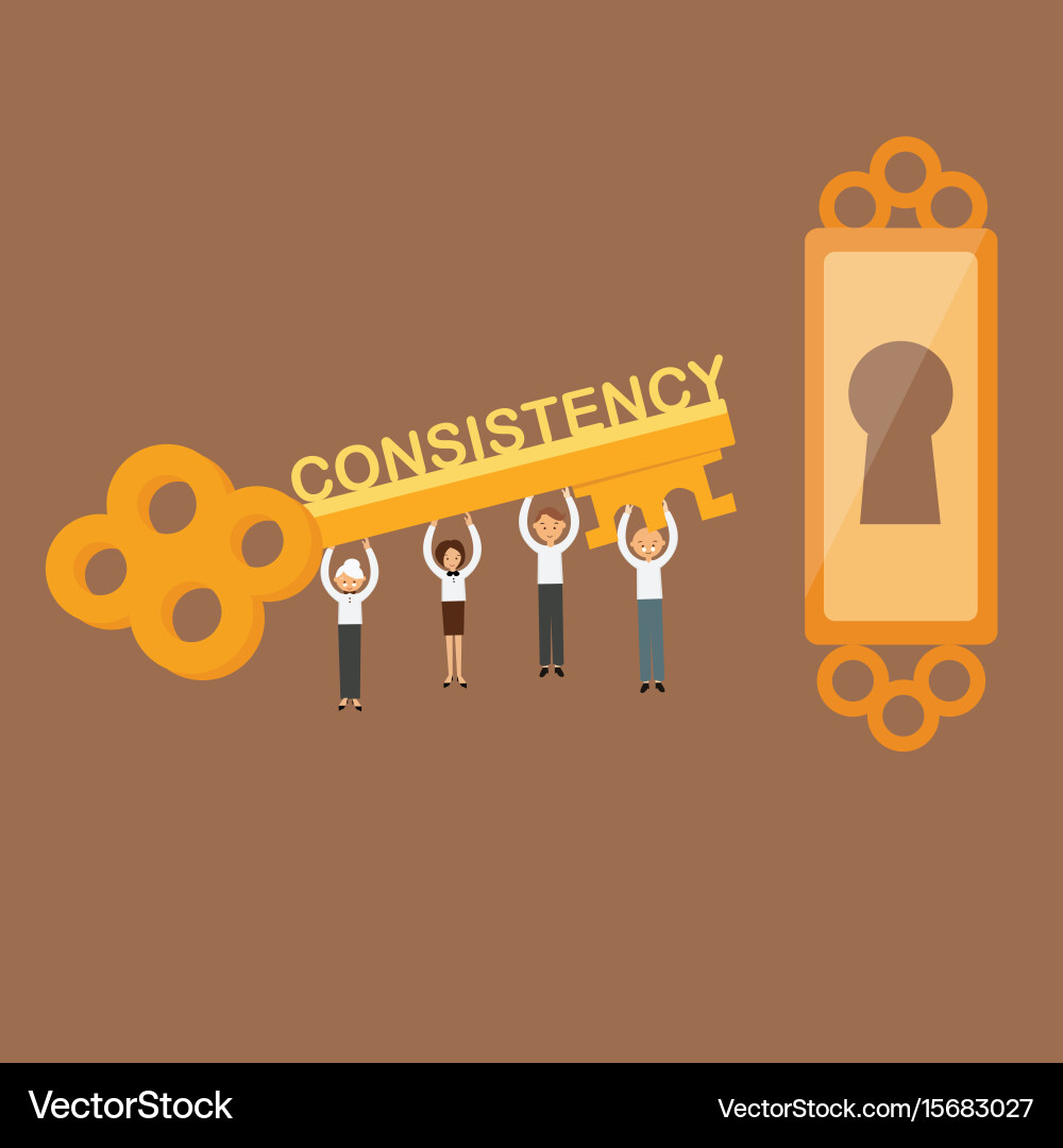 Consistency is the key concept of team work Vector Image