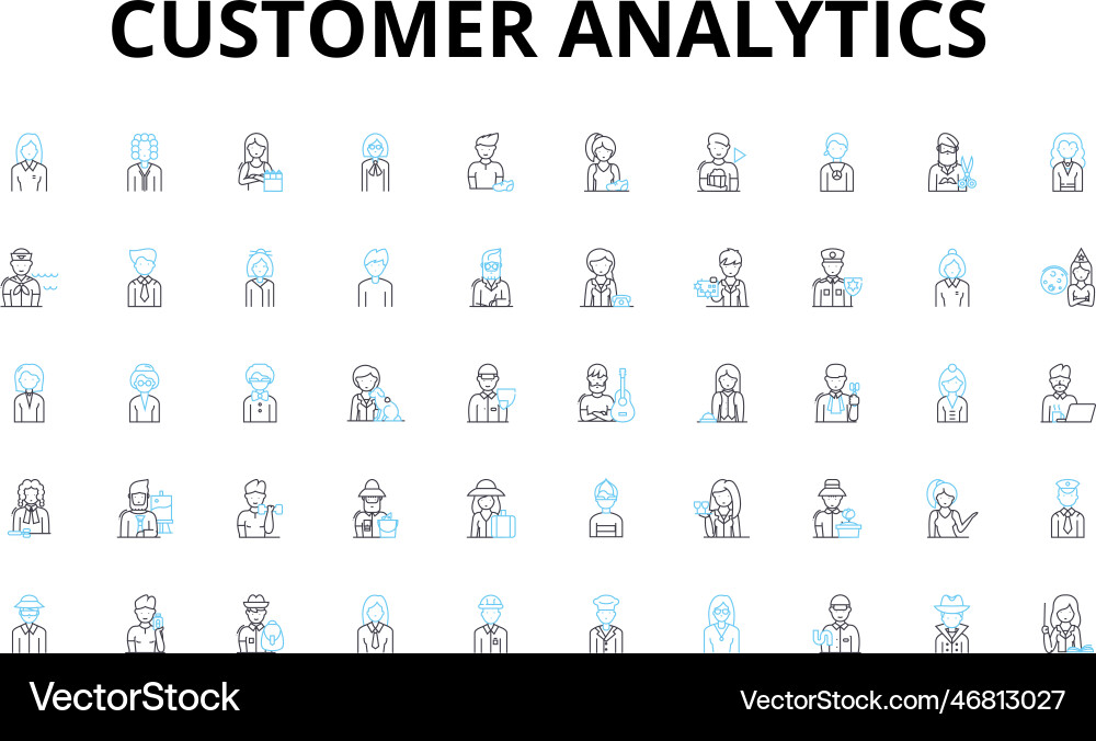 Customer analytics linear icons set segmentation vector image