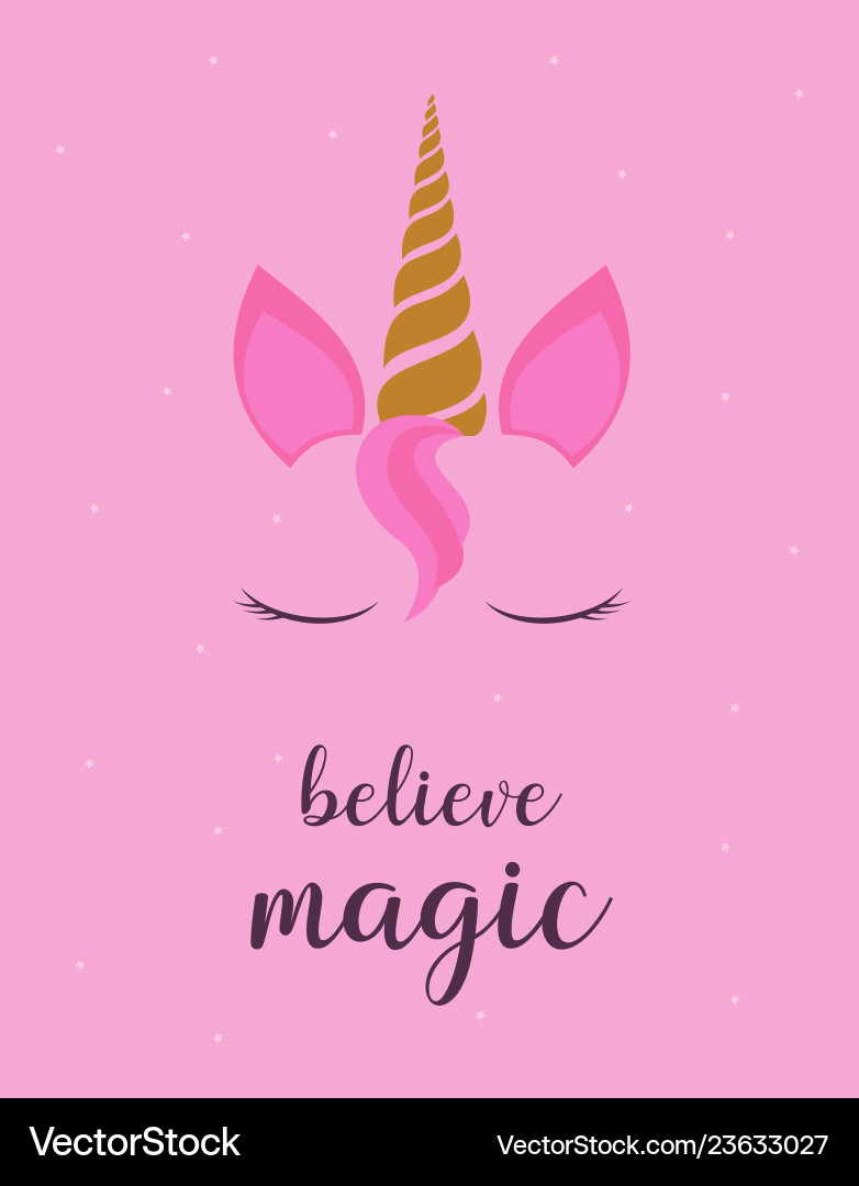 Cute Unicorn Face with Magic Vector Image