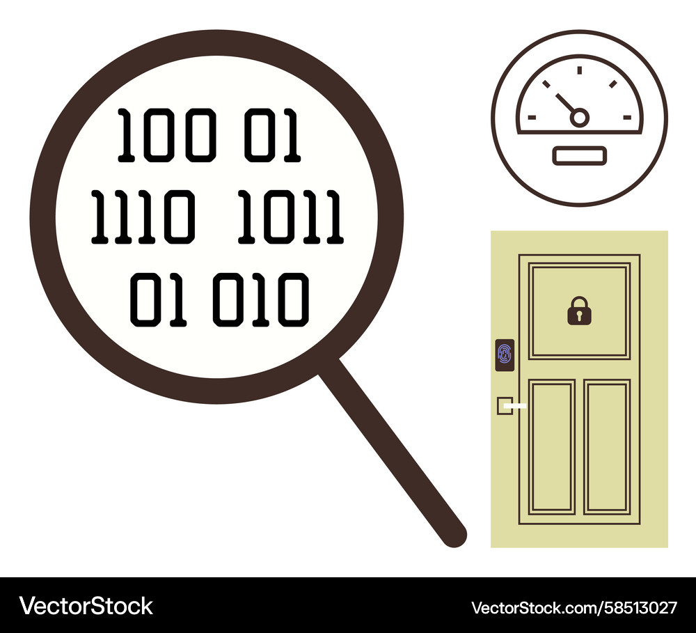 Cybersecurity Data Analysis Icon Set Vector Image