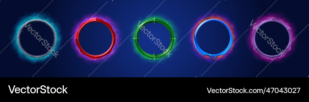 Fantasy circle avatar game frame with smoke ui Fantasy circle avatar game frame with smoke ui Vector Image