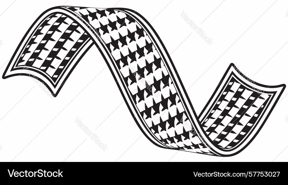 Flowing houndstooth pattern ribbon for elegant vector image