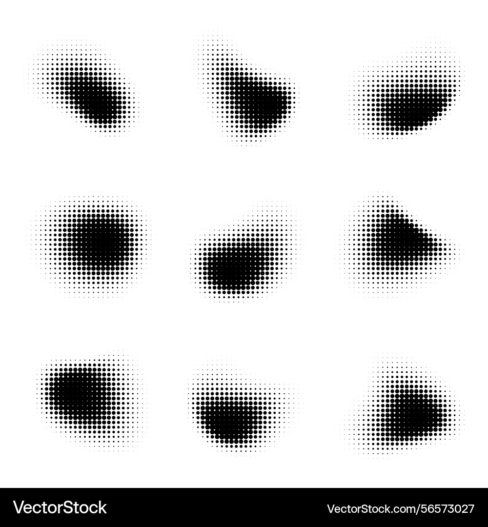 Halftone dotwork abstract fluid gradient elements vector image