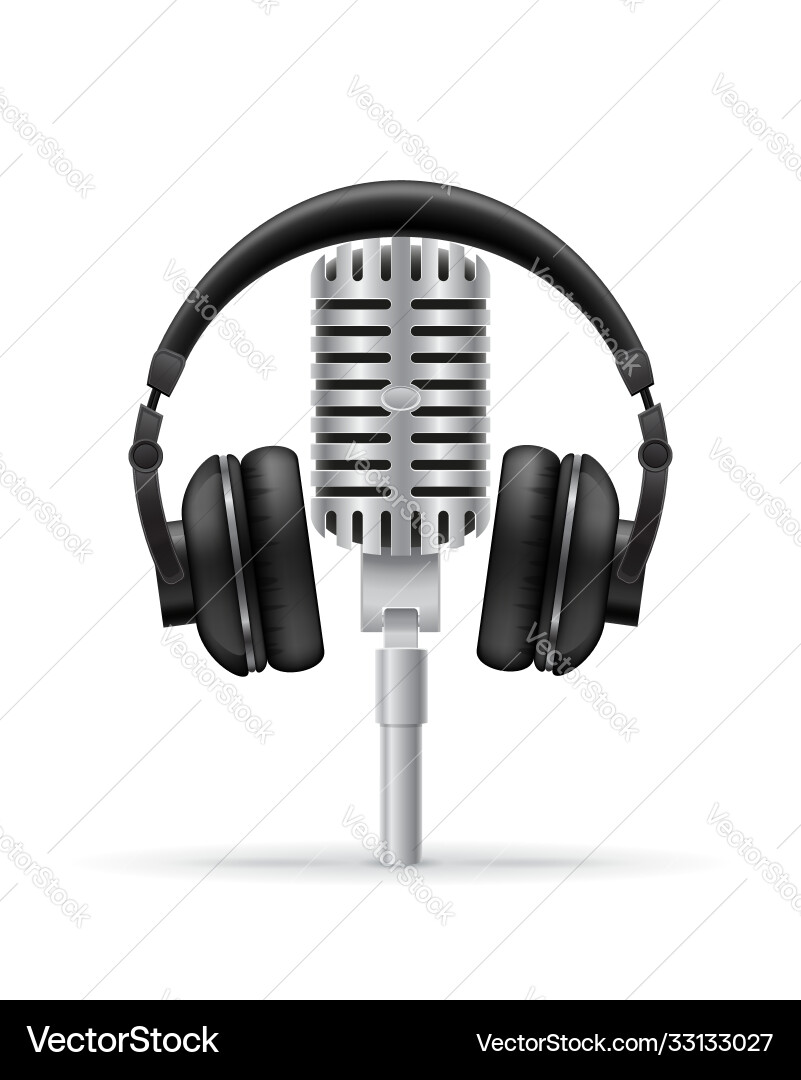 Headphone and microphone for radio studio vector image
