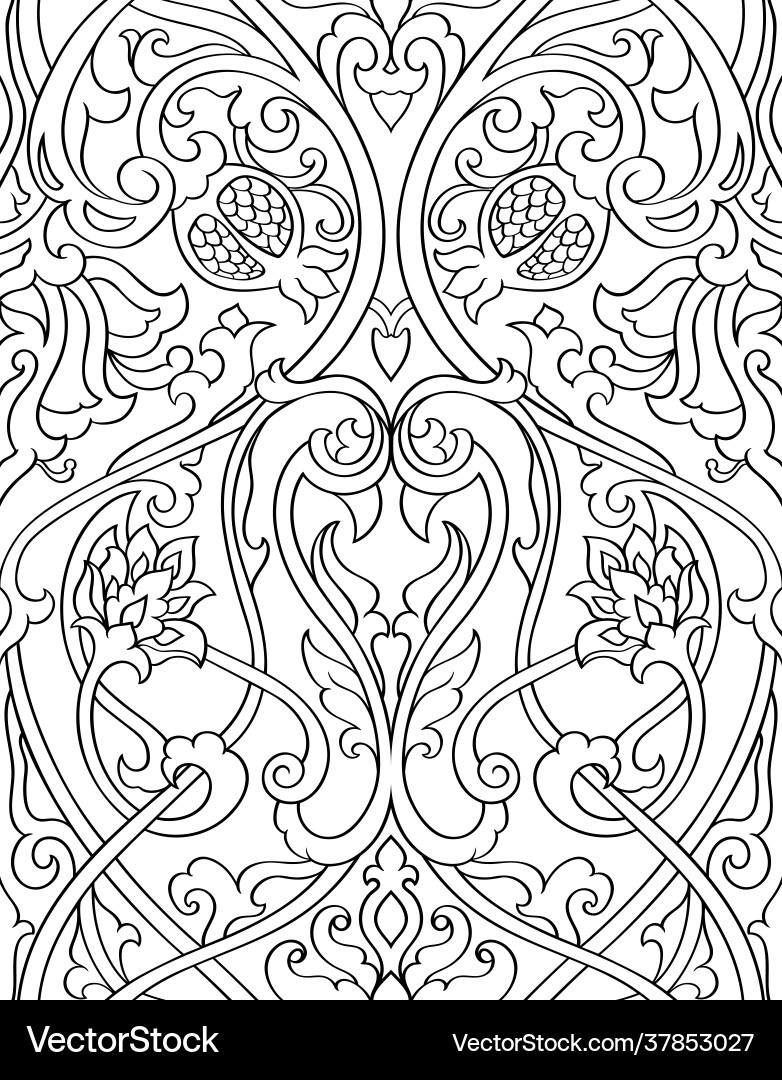 Intricate Floral Medieval Pattern Royalty Free Vector Image