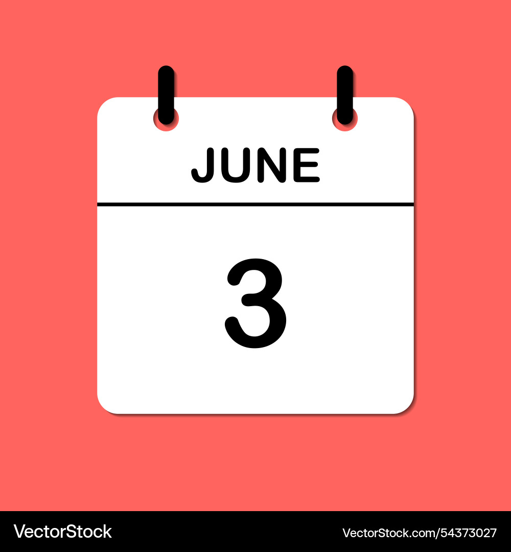 June 3 daily calendar icon for design simple Vector Image