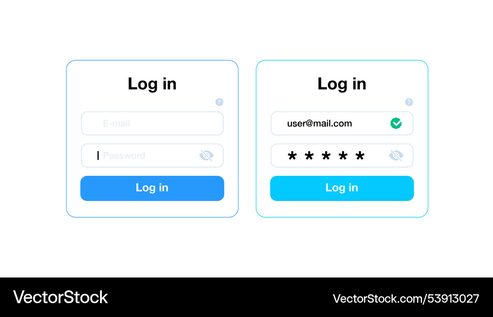 Login form web page user authorization with name Login form web page user authorization with name vector image