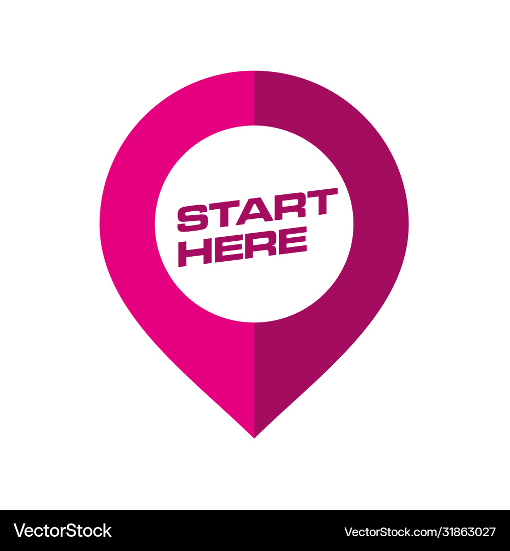 Modern flat start here map pointer Modern flat start here map pointer vector image