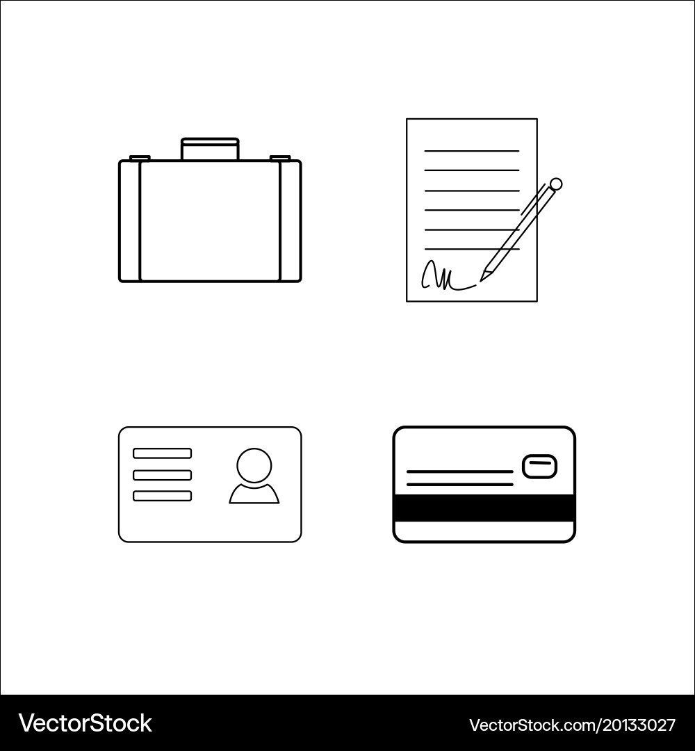 Office simple linear icon setsimple outline icons vector image