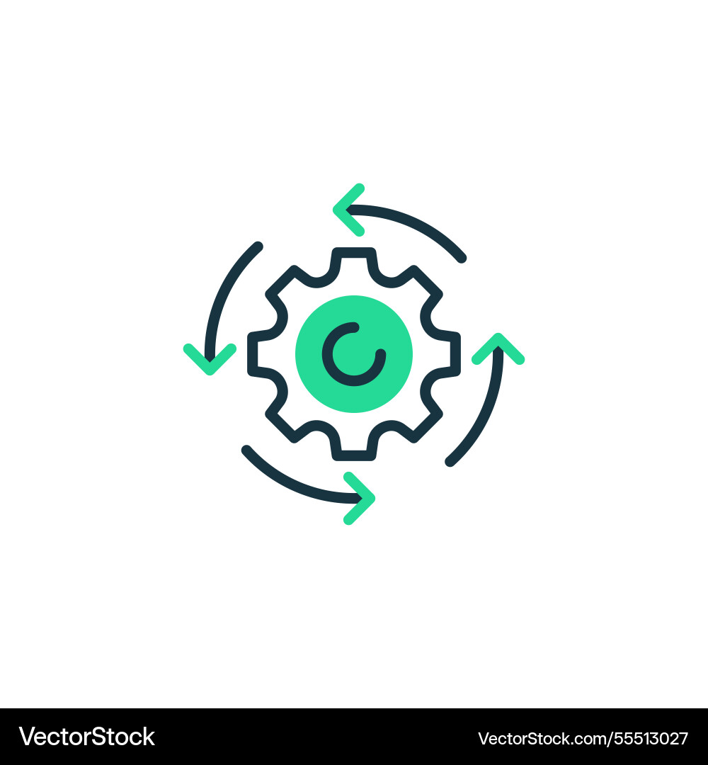 Process flow two tone color icon linear style Process flow two tone color icon linear style Vector Image