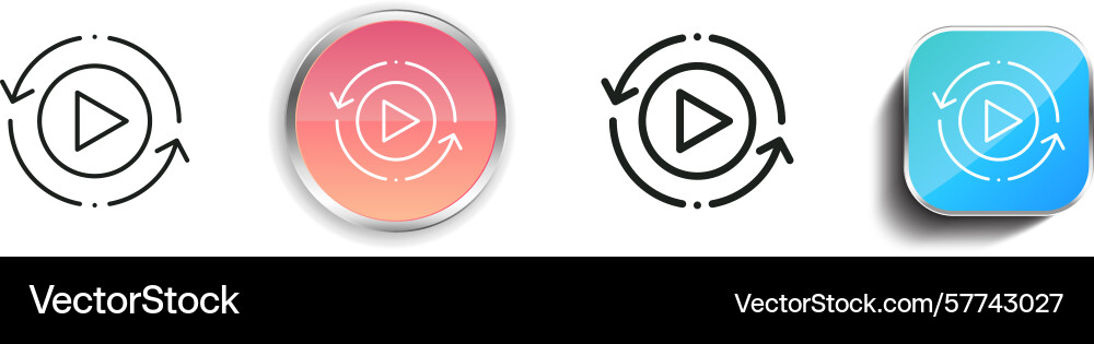 Rewind icon thin linear regular and button style Rewind icon thin linear regular and button style vector image