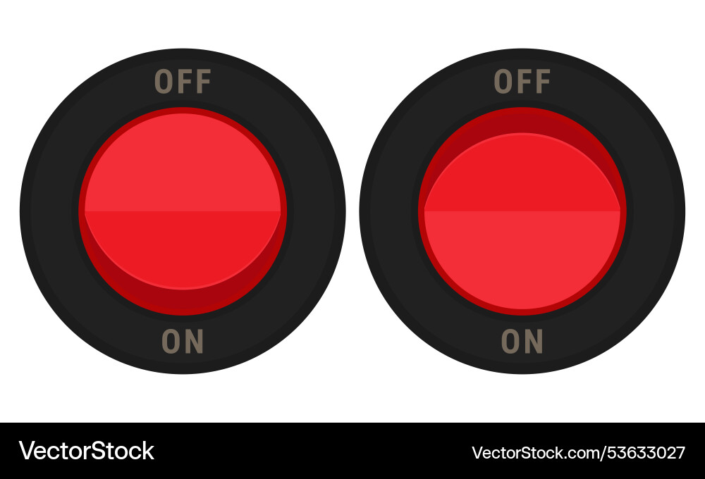 Rocker switch with round red button vector image