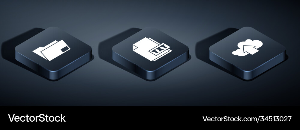 Set isometric document folder cloud upload Set isometric document folder cloud upload Vector Image