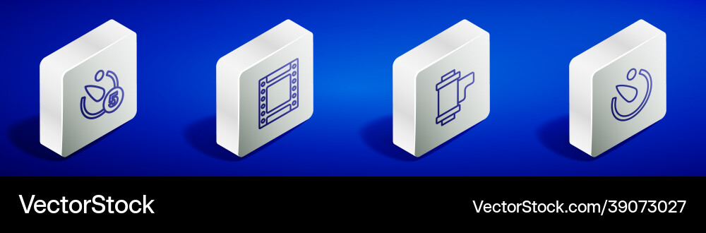 Set isometric line camera timer roll cartridge Vector Image