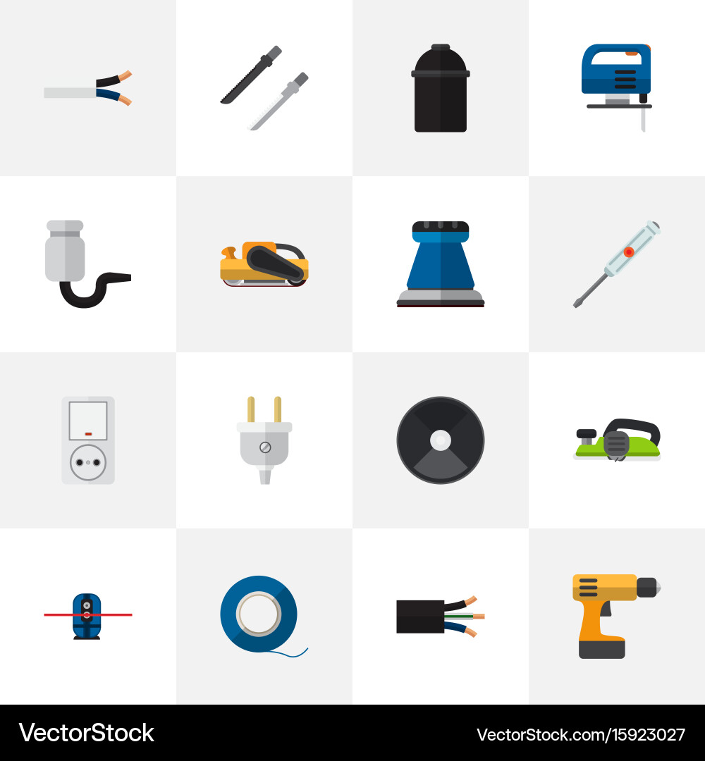 Set of 16 editable instruments flat icons Vector Image