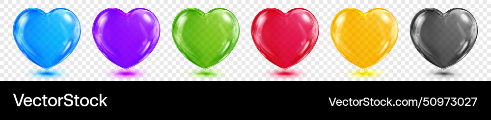Set of translucent shiny hearts Set of translucent shiny hearts vector image