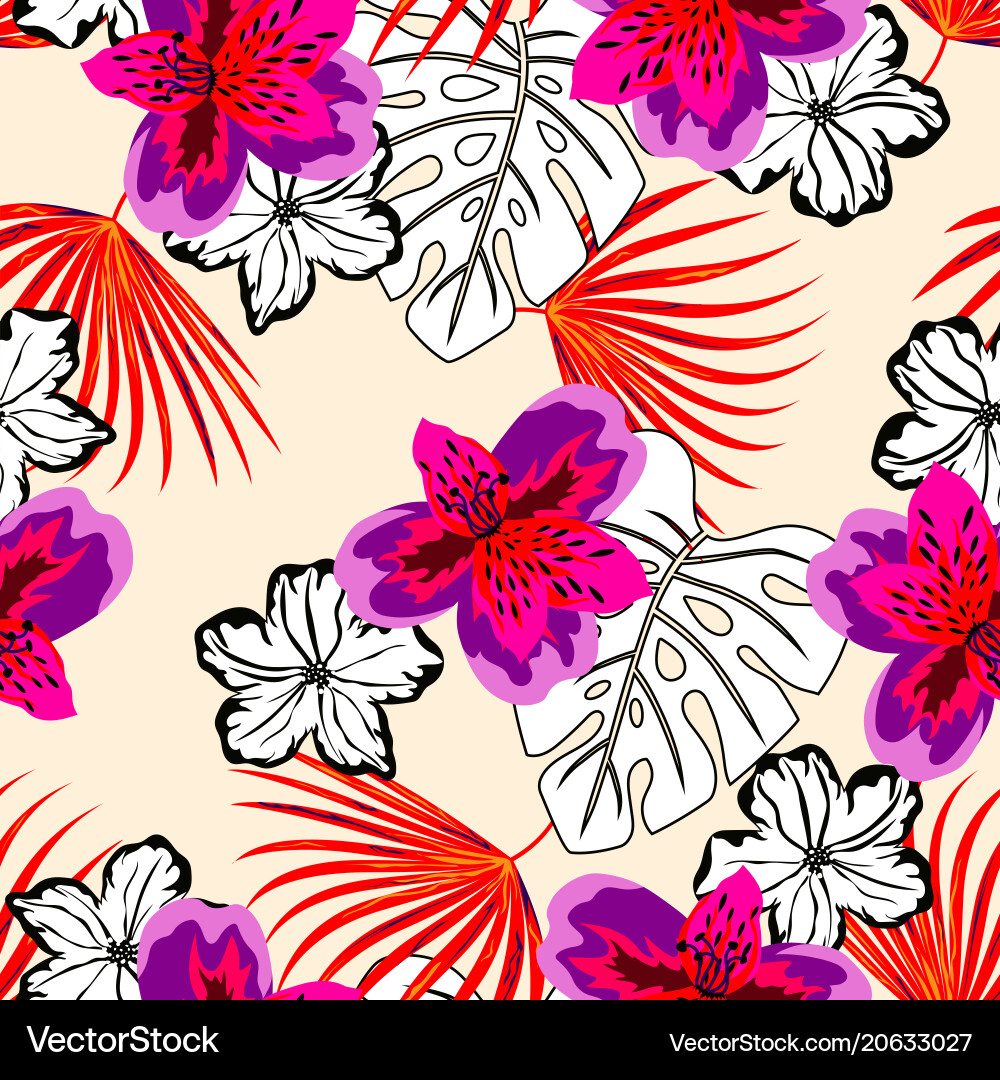 Tropical Floral Pattern Vector Image