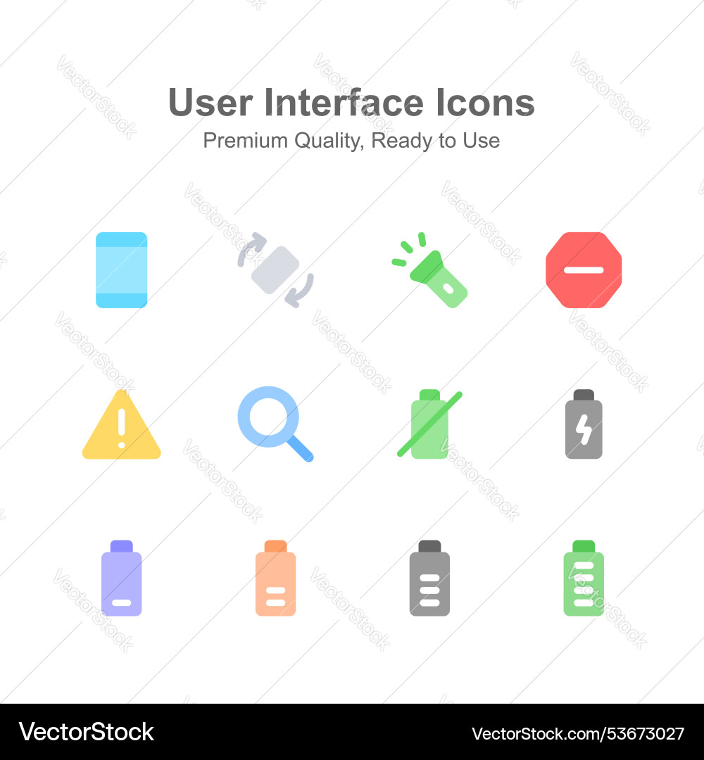 User interface icons set in modern and unique Vector Image
