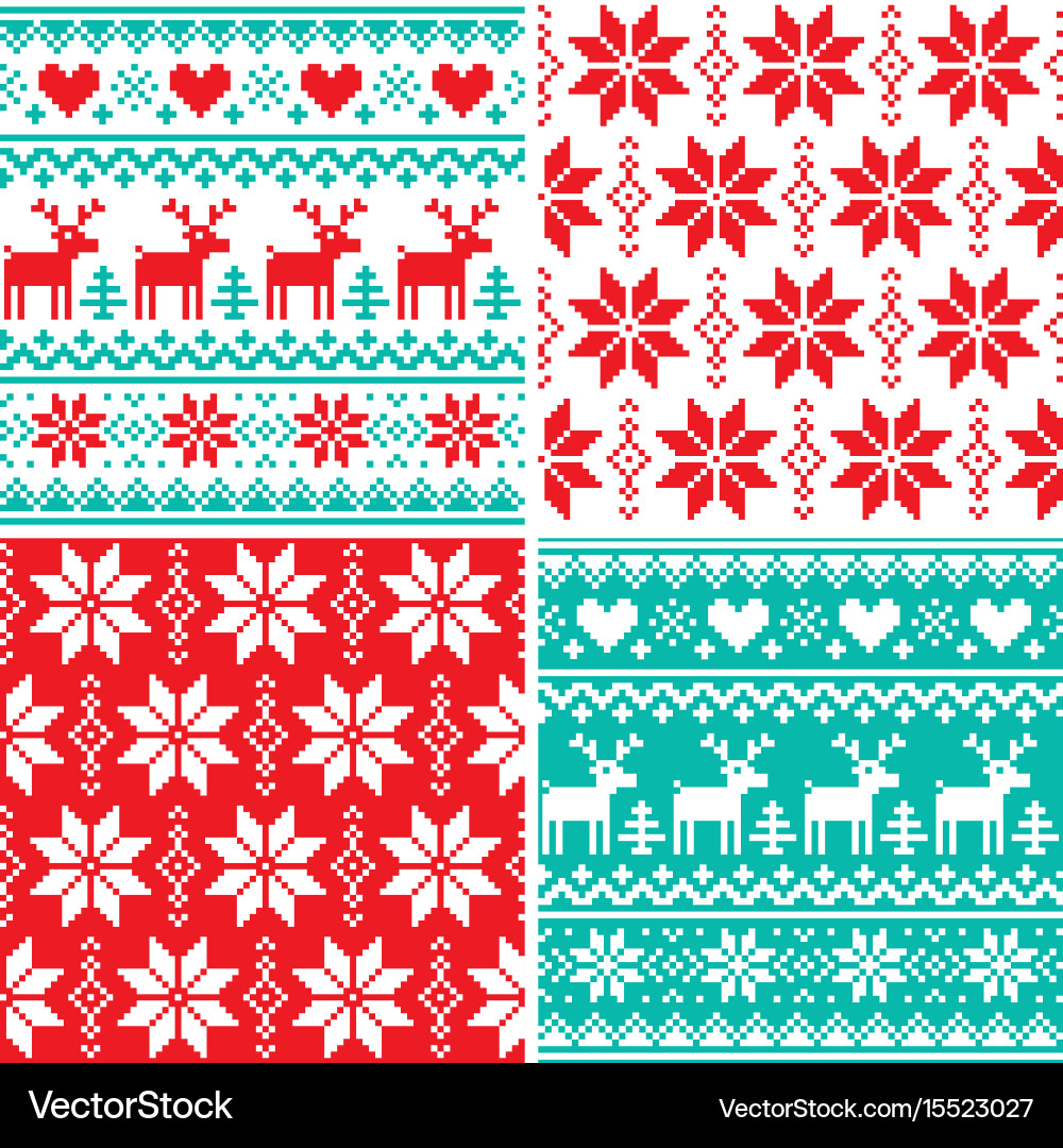 Winter pattern set christmas seamless design Vector Image
