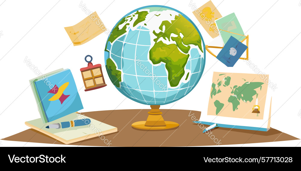 Abstract globe with floating icons global Vector Image