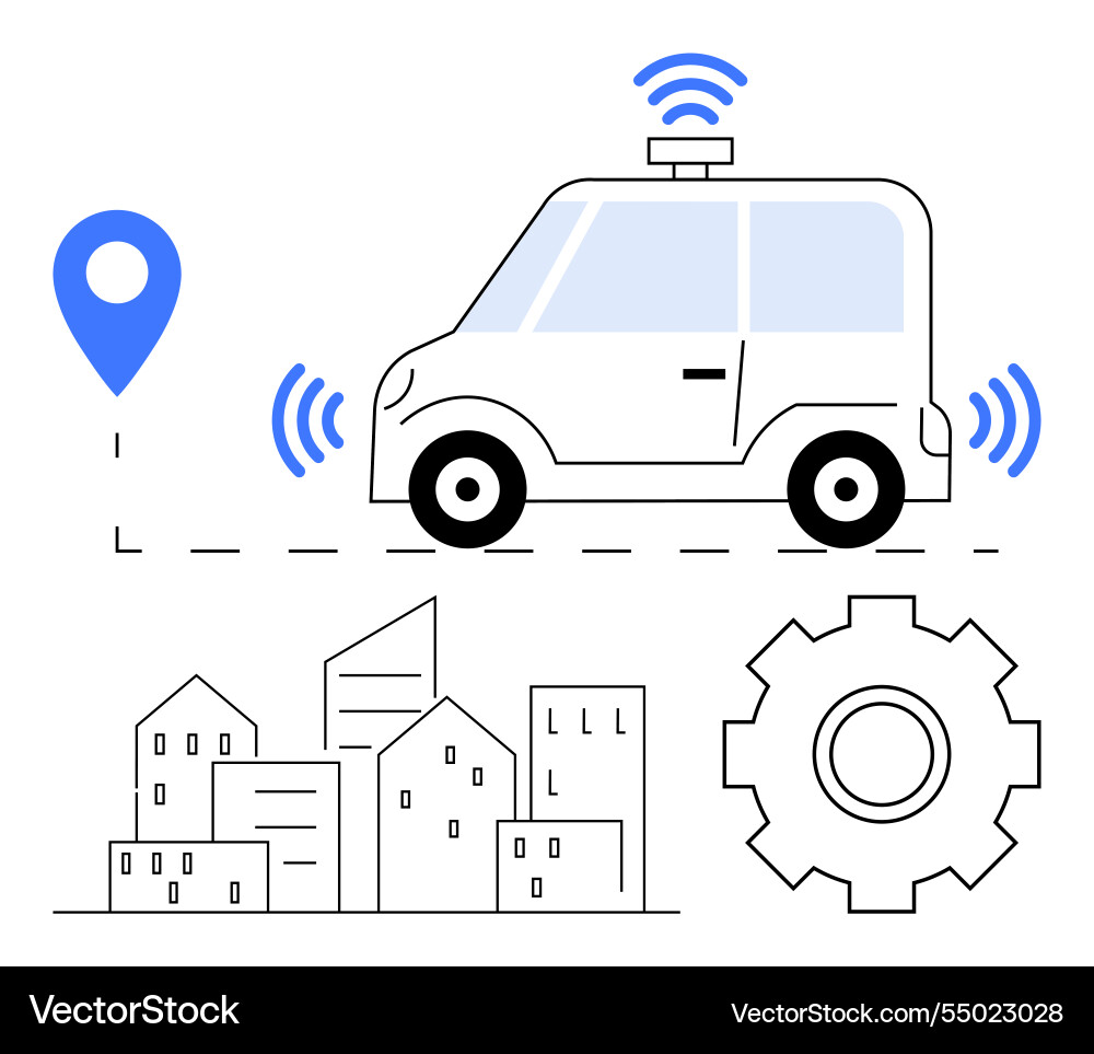 Autonomous car with gps navigation and wireless Autonomous car with gps navigation and wireless Vector Image
