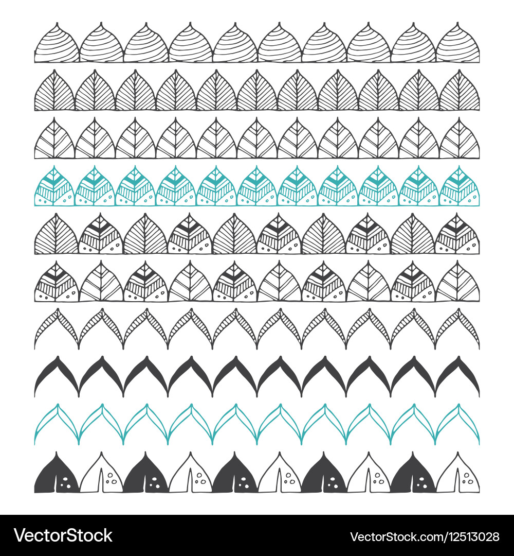 Botanical Border Elements - Leaf Pattern vector image
