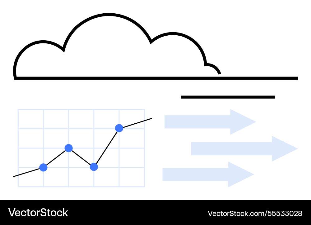 Cloud computing with data growth chart and forward Vector Image
