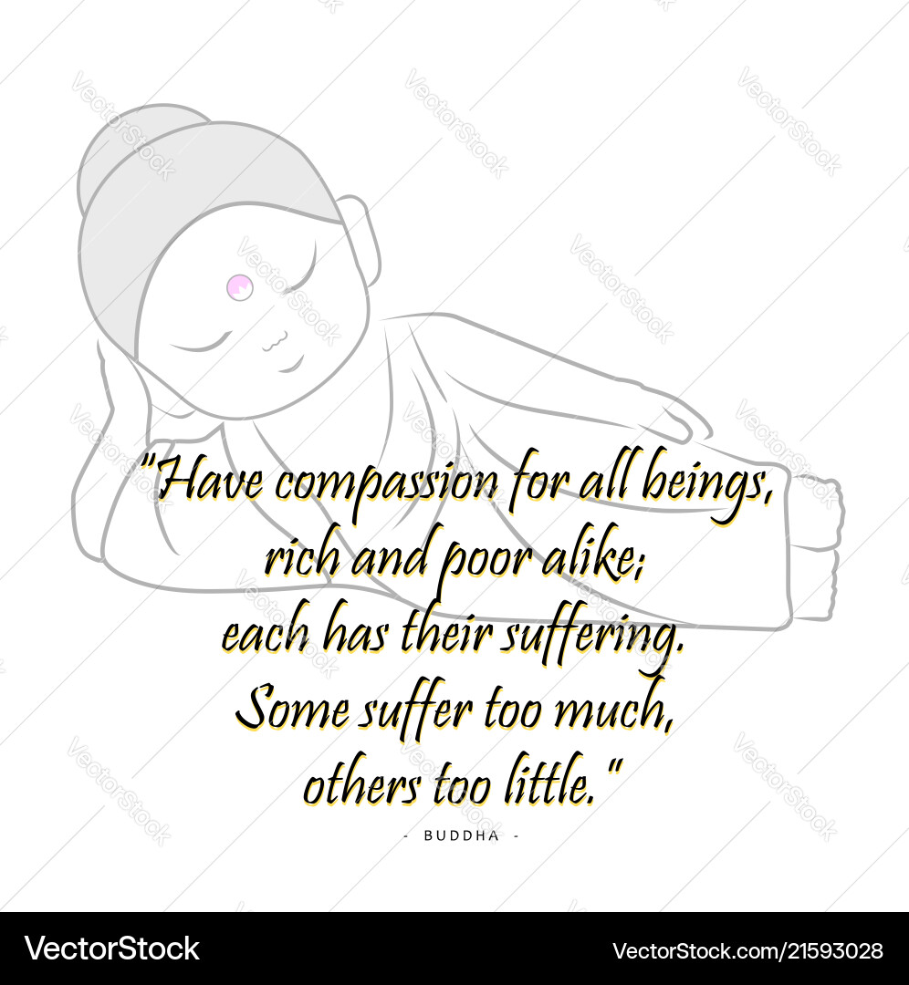 Contemplating buddha with quote to inspire Vector Image