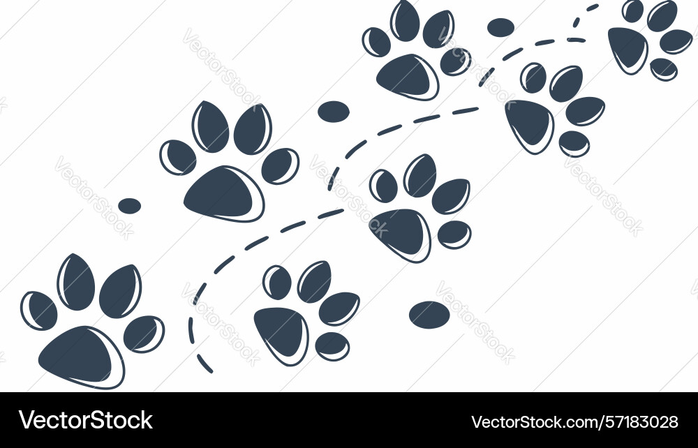 Dynamic paw print path pattern active pet-themed vector image