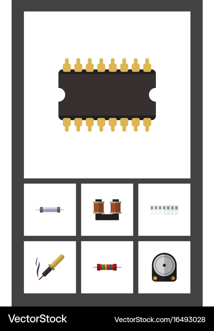Flat icon device set of resistance hdd memory Vector Image